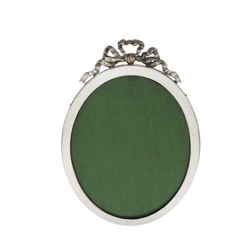 Antique Edwardian Sterling Silver Oval 'Bow/ribbon/ Photo Frame 1909