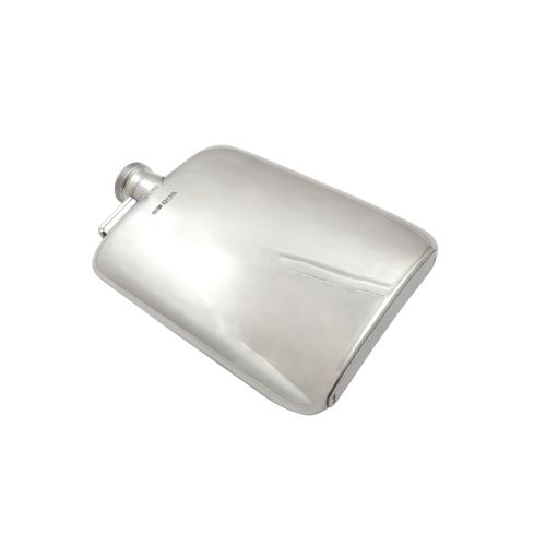 Antique George V Sterling Silver 6" Hip Flask 1918