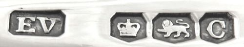 fig 1. Antique George VI Sterling Silver Spoon & Pusher Set in Case