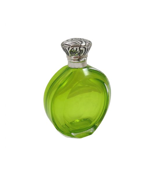 ANTIQUE SILVER LIME GREEN GLASS SCENTPERFUME BOTTLE C1890 - ADDITIONAL PHOTO 6