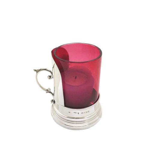 Antique Edwardian Silver & Cranberry Glass 'Go to Bed' 1903