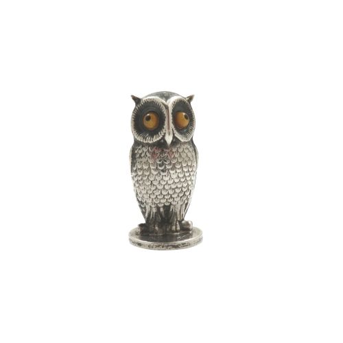 Antique Edwardian Sterling Silver 'Owl' Desk Seal 1909