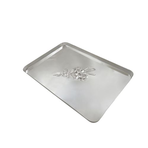 Antique Edwardian Sterling Silver Dressing Tray with Flowers 1907