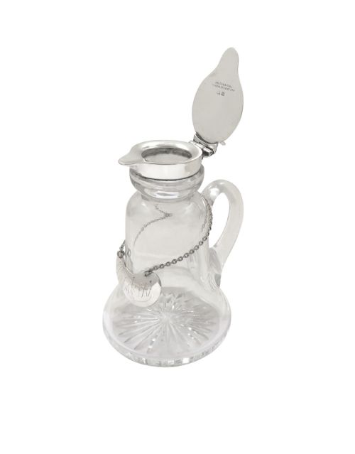 fig 2. Pair of Antique Sterling Silver & Glass Whisky Noggins / Jugs 1922
