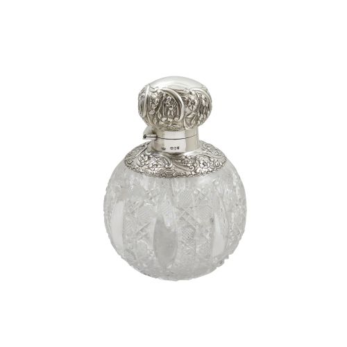 Antique Victorian Sterling Silver & Cut Glass Scent / Perfume Bottle 1893