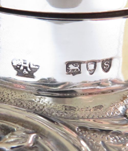 fig 1. Antique Victorian Sterling Silver & Cut Glass Scent / Perfume Bottle 1893