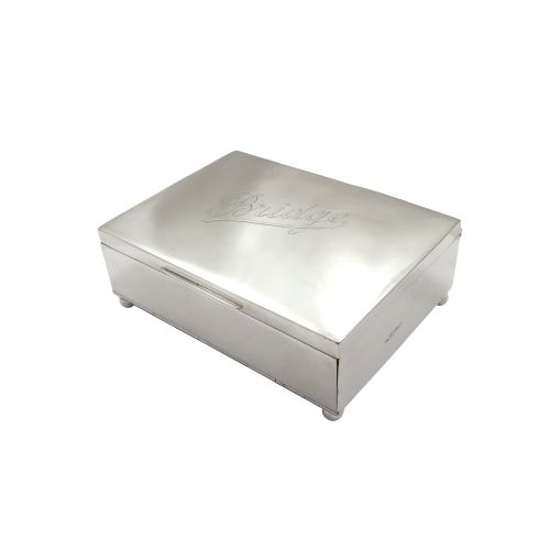 Antique George V Sterling Silver 'Bridge' Card Box 1915