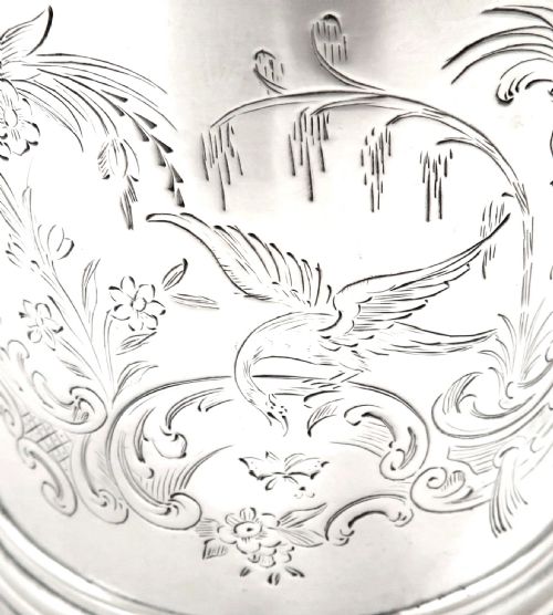 fig 2. Antique Victorian Sterling Silver Mustard Pot 1857 - Hunting Scene