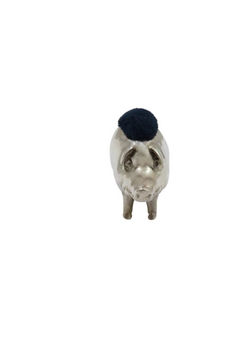 fig 1. Antique Edwardian Sterling Silver Pig Pin Cushion 1905
