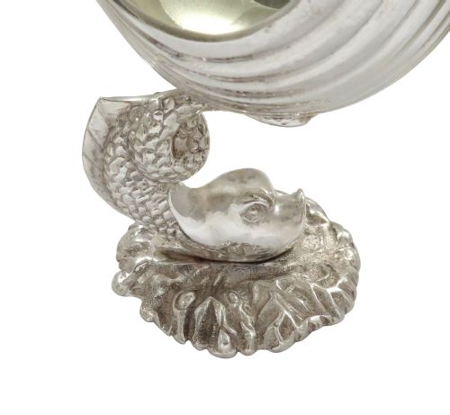 fig 1. Pair of Antique Silver Plated Dolphin & Shell Salts c1880