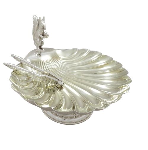 fig 1. Antique Edwardian Silver Plated Squirrel Nut Dish / Bowl c1900