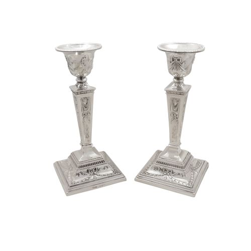 PAIR OF VINTAGE STERLING SILVER 'RAMS HEADS' CANDLESTICKS
