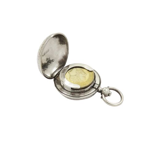 fig 1. Antique Edwardian Sterling Silver Sovereign Case 1908