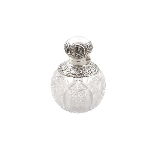 Antique Victorian Sterling Silver & Cut Glass Perfume / Scent Bottle 1894