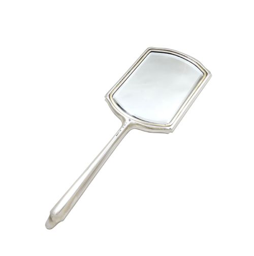 fig 1. Antique Art Deco Sterling Silver & Pink Enamel Hand Mirror 1933