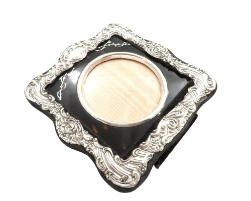 fig 1. Antique Edwardian Sterling Silver & Tortoiseshell Photo Frame 1904