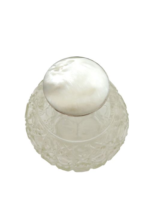 fig 1. Antique Sterling Silver, Cut Glass & Mother of Pearl Scent Bottle 1922