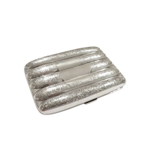 Antique Edwardian Sterling Silver 5 Tube Cigar Case 1909