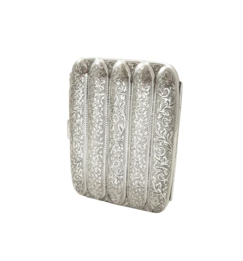 fig 1. Antique Edwardian Sterling Silver 5 Tube Cigar Case 1909