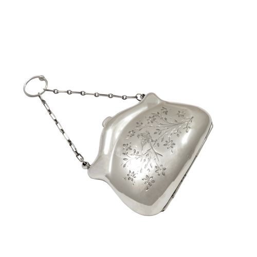 Antique George V Sterling Silver 'Birds' Purse 1916