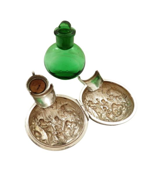 fig 1. Antique Victorian Sterling Silver Cased Scent / Perfume Bottle 1896