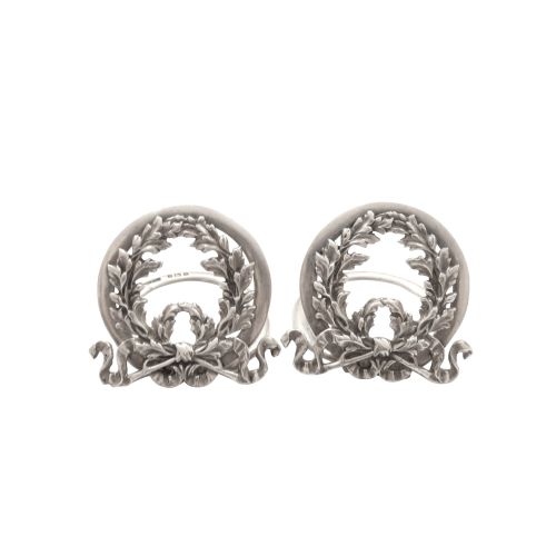 Pair of Antique Edwardian Sterling Silver 'Laurel Wreath' Menu Holders 1904