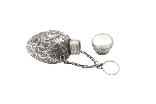 fig 1. Antique Victorian Sterling Silver Scent / Perfume Bottle 1897