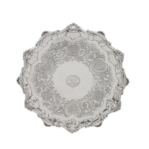 Antique Georgian Sterling Silver 8" Tray 1772 - Carpe Diem