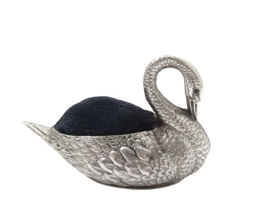 ANTIQUE EDWARDIAN STERLING SILVER SWAN PIN CUSHION 1909 - ADDITIONAL PHOTO 6