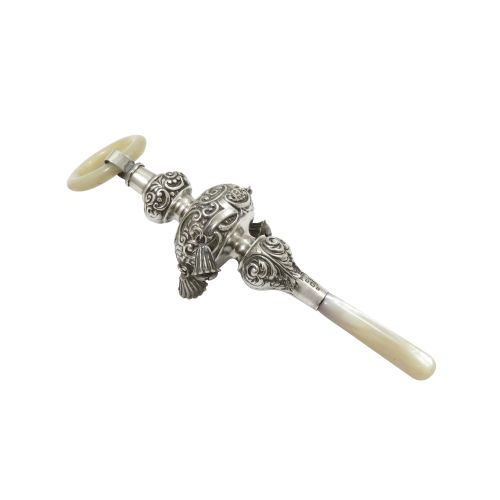 Antique Edwardian Sterling Silver Baby Rattle 1901