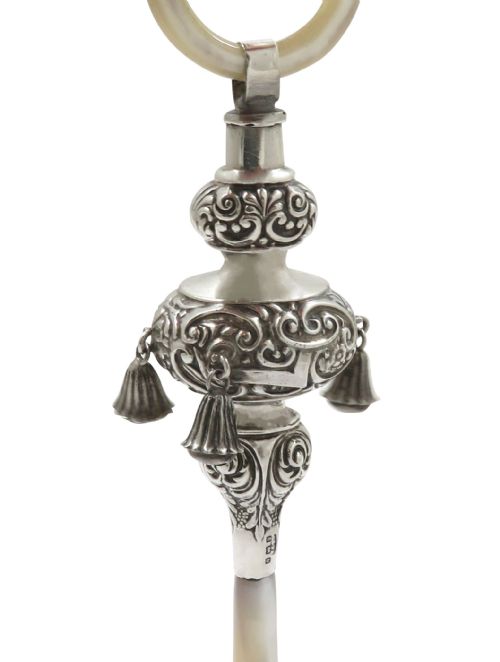 fig 1. Antique Edwardian Sterling Silver Baby Rattle 1901