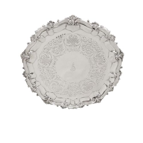 ANTIQUE IRISH STERLING SILVER 10 TRAY SALVER DUBLIN 1858