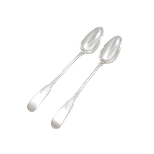 Pair of Antique Georgian Scottish Sterling Silver Serving Spoons 1815
