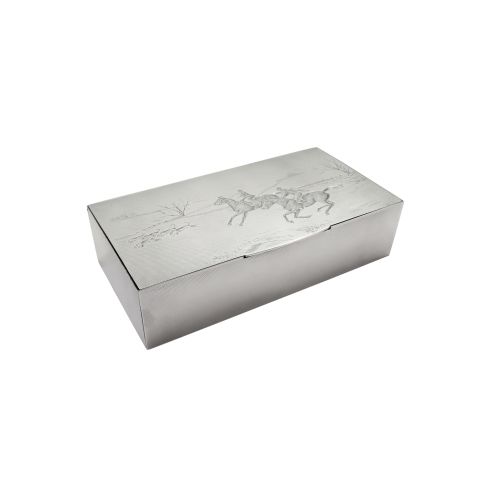 Antique Sterling Silver Cigarette / Table Box with Hunting Scene 1939