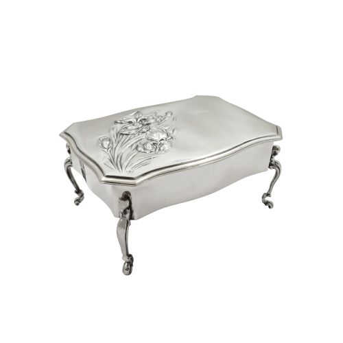 Antique Edwardian Sterling Silver Trinket Box on Legs 1904