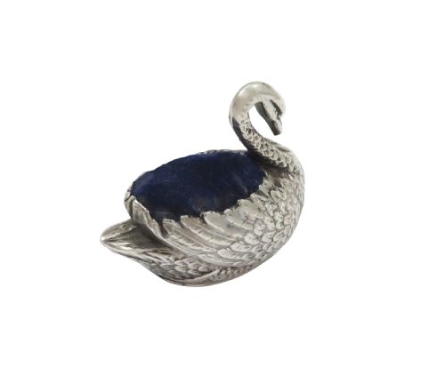 ANTIQUE EDWARDIAN STERLING SILVER SWAN PIN CUSHION 1908 - ADDITIONAL PHOTO 3