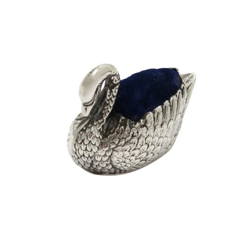 ANTIQUE EDWARDIAN STERLING SILVER SWAN PIN CUSHION 1908 - ADDITIONAL PHOTO 7