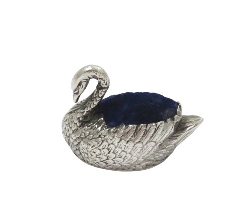 ANTIQUE EDWARDIAN STERLING SILVER SWAN PIN CUSHION 1908 - ADDITIONAL PHOTO 8