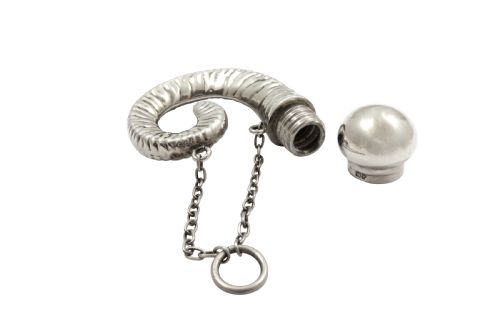 fig 1. Antique Victorian Sterling Silver 'Ram's horn' Perfume/Scent Bottle 1891