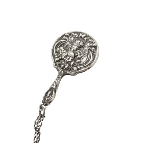 Antique Art Nouveau Sterling Silver Miniature Mirror 1905