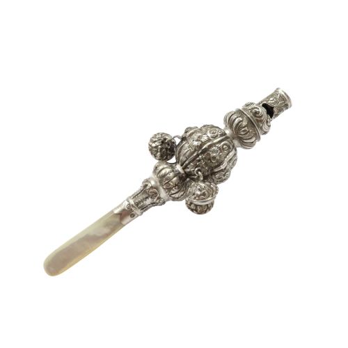 Antique William IV Sterling Silver Baby Rattle 1836