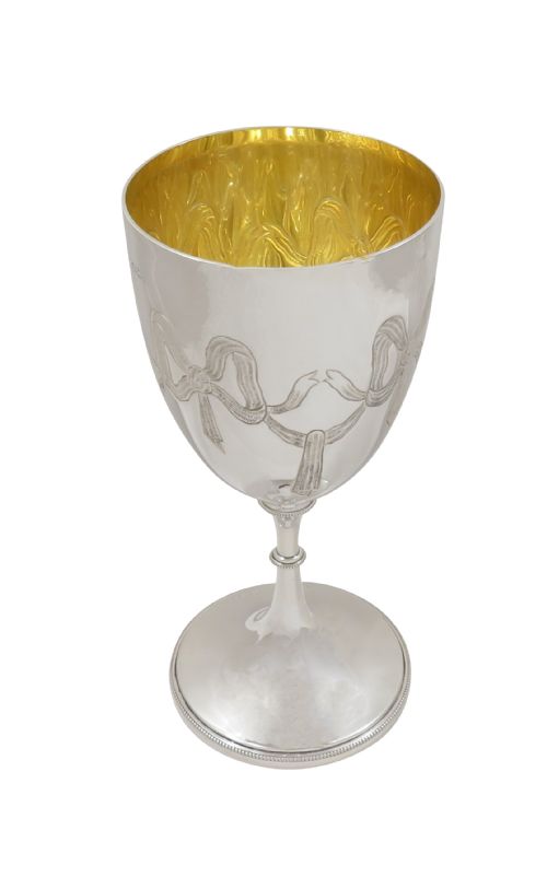 ANTIQUE LATE VICTORIAN STERLING SILVER 8 12 WINE GOBLET 1900 - ADDITIONAL PHOTO 4