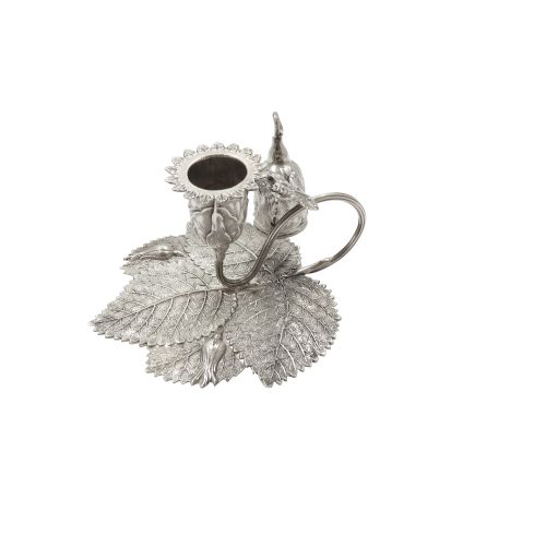 Antique Victorian Sterling Silver Leaf & Birds Chamberstick 1841