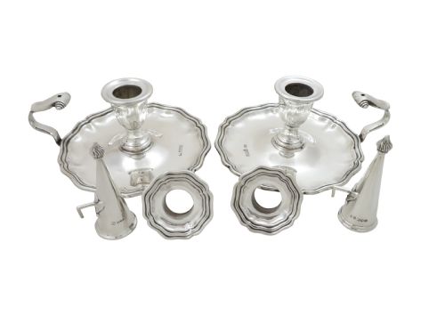 fig 1. Pair of Antique Edwardian Sterling Silver Chambersticks 1908