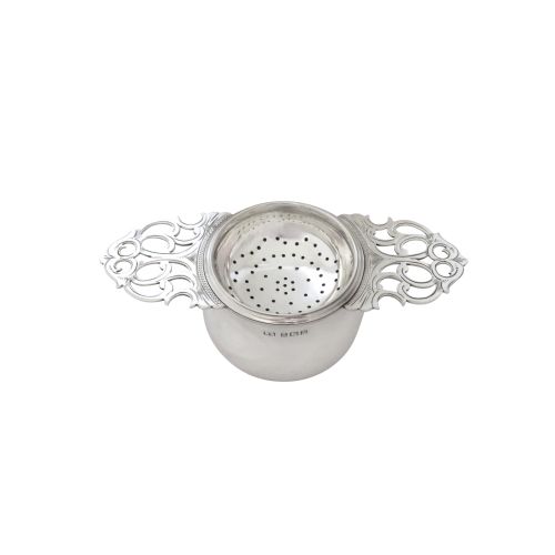 Antique George VI Sterling Silver Tea Strainer & Drip Bowl 1937
