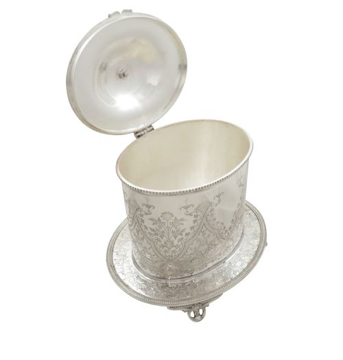 fig 1. Antique Victorian Silver Plated Biscuit Barrel / Caddy c1880