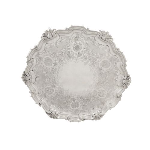 Antique Edwardian Sterling Silver 12" Tray / Salver 1901