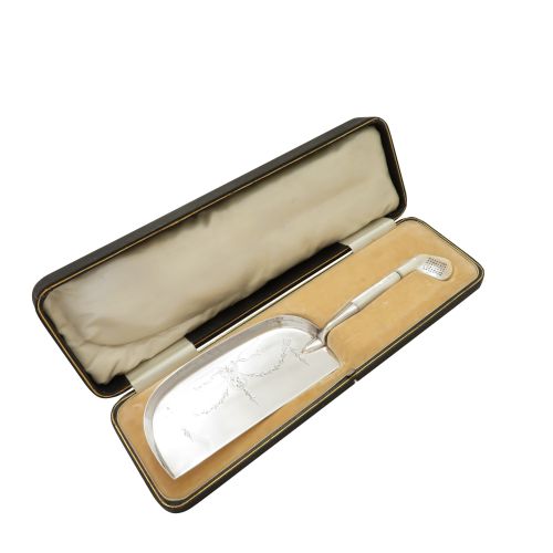 Antique Silver Plated & Mother of Pearl 'Golf Club' Crumb Scoop / Tray C1900