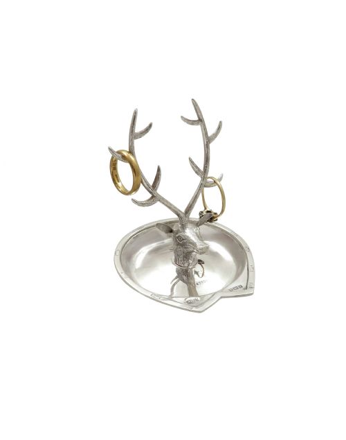 fig 1. Antique Edwardian Sterling Silver 'Stag' Ring Tree 1905