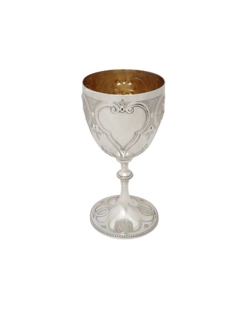 fig 1. Antique Victorian Sterling Silver Wine Goblet in Case 1867